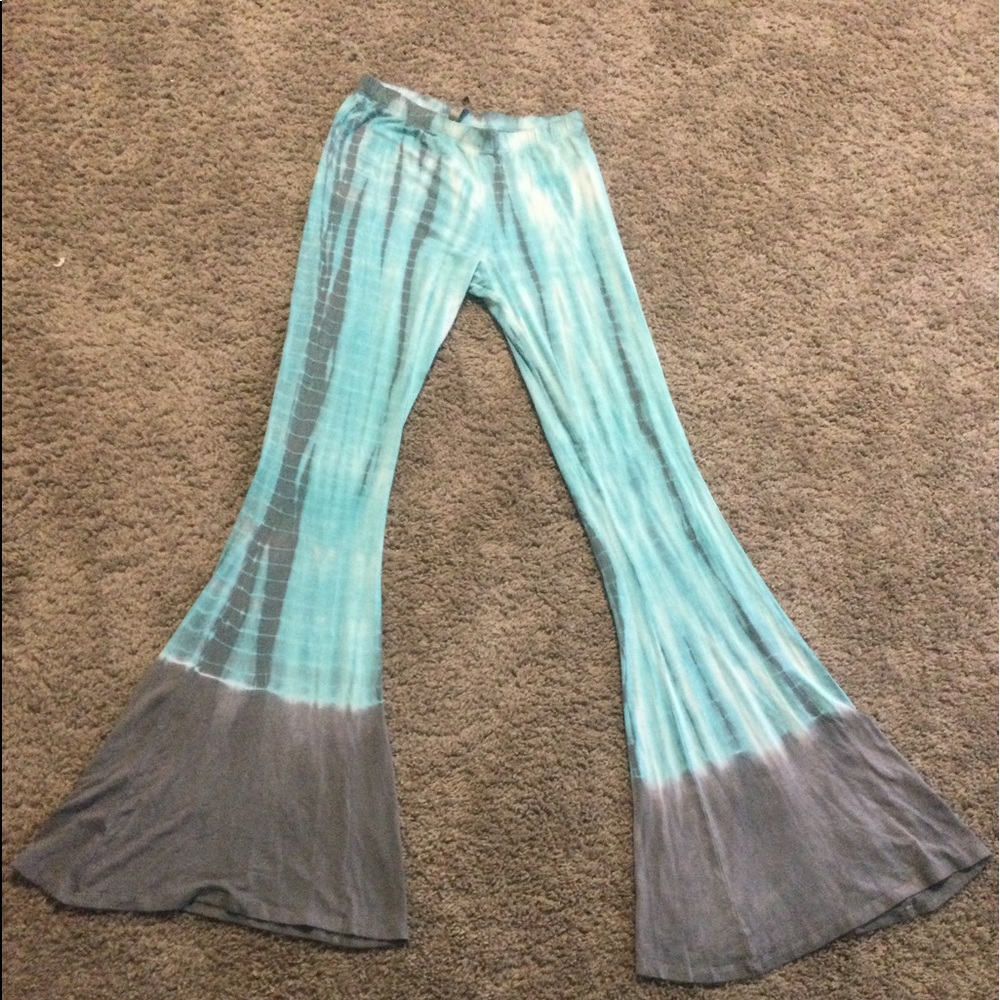 Flare stretch pants, tie dye print